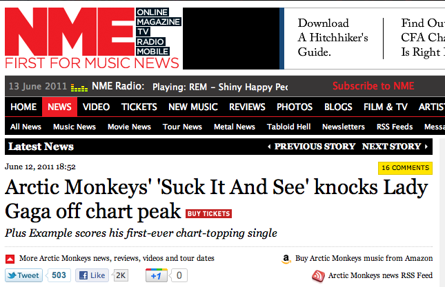 June 2011 Music Charts
